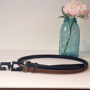 2-pack belts - black braided leather & brown vinyl